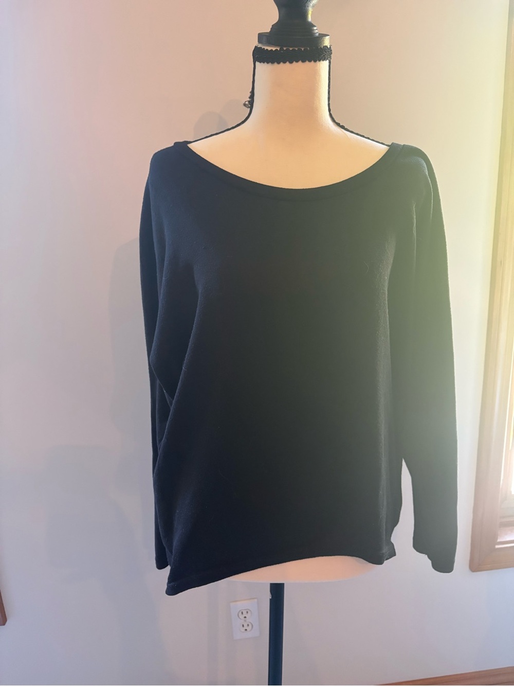Zanzea Black Boatneck Long Sleeve Top